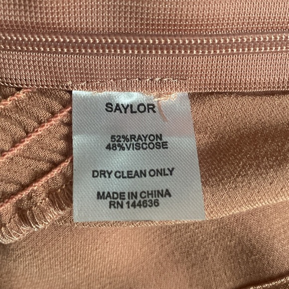 Saylor Pink Satin Long Sleeve Deep V Peplum Blouse Top size Medium - Picture 9 of 9